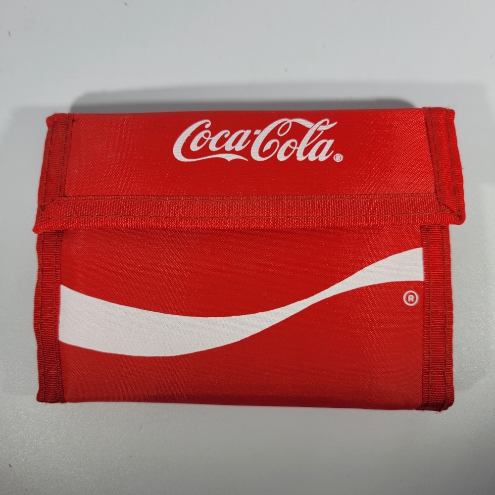 Coca Cola Wave Wallet Red Tri-Fold 1980s Classic Coke Wallet Vintage New